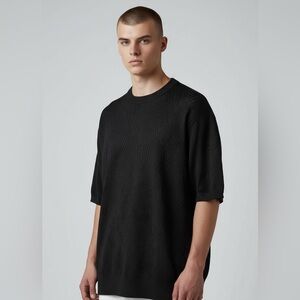 Alan Stuart vintage deep navy blue Crew Neck knit textured Tshirt 2XL